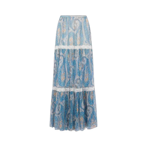 Pattern-Printed Flounced Skirt