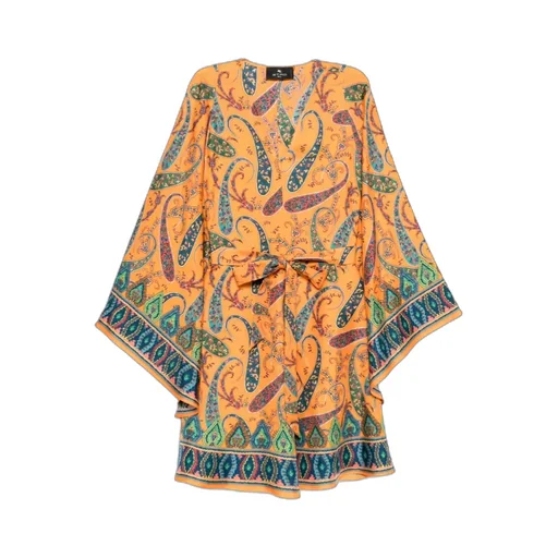 Paisley Print Dress With Lace Trim