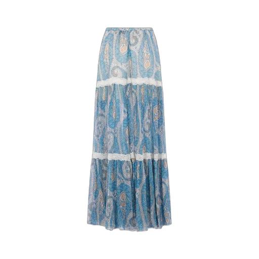Pattern-Printed Flounced Skirt