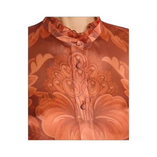 Floral-Printed Pleated Shirt