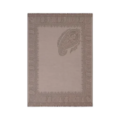 Wool Throw Blanket With Floral Paisley Motif