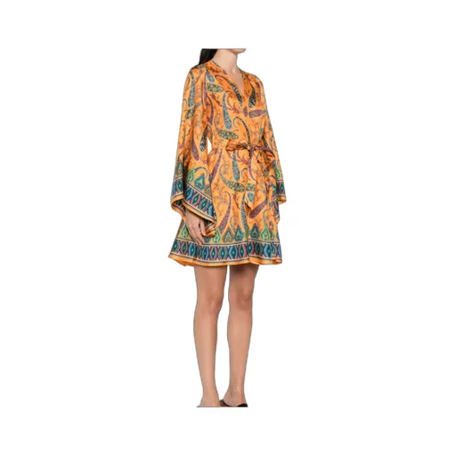 Paisley Print Dress With Lace Trim