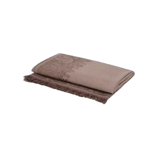 Wool Throw Blanket With Floral Paisley Motif