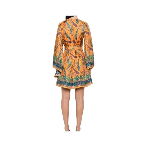 Paisley Print Dress With Lace Trim