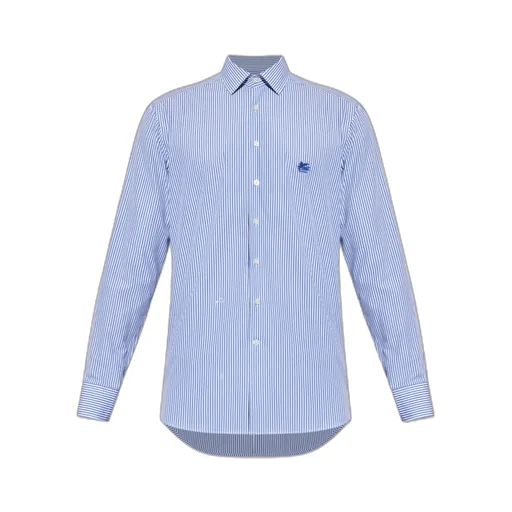 Pegaso Embroidered Pinstriped Long-Sleeved Shirt