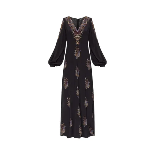 Paisley Printed Long-Sleeved Dress