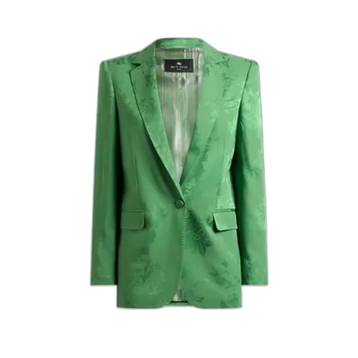 Single-Breasted Floral-Motif Jacquard Blazer
