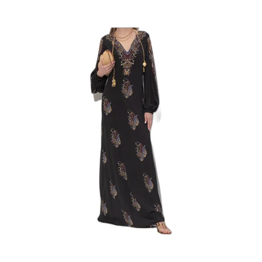 Paisley Printed Long-Sleeved Dress