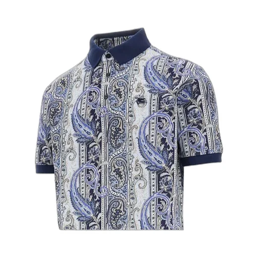 Paisley Motif Short-Sleeved Polo Shirt