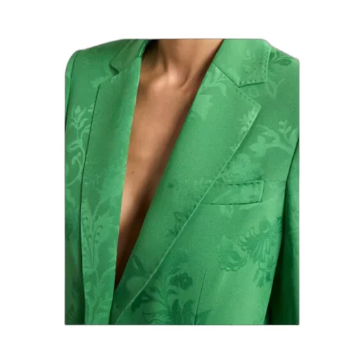Single-Breasted Floral-Motif Jacquard Blazer