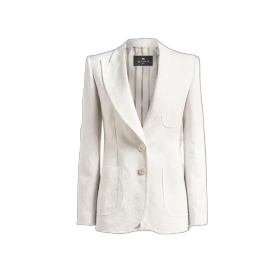 Single-Breasted Cotton-Blend Jacquard Jacket With Paisley Foliage Motif