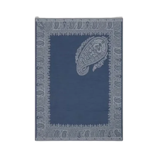 Wool Throw Blanket With Floral Paisley Motif