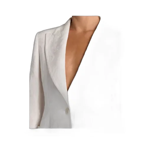 Single-Breasted Cotton-Blend Jacquard Jacket With Paisley Foliage Motif