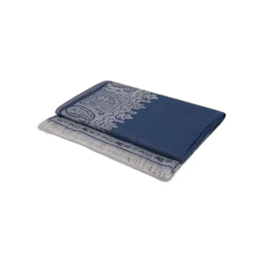 Wool Throw Blanket With Floral Paisley Motif