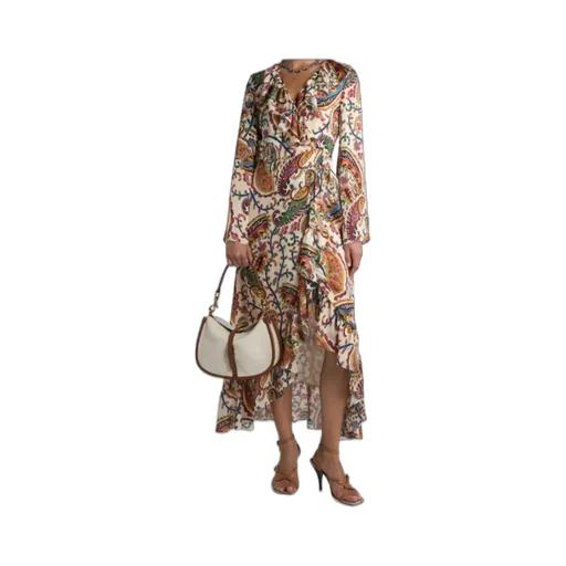 Floral Paisley Motif Long Wrap Dress