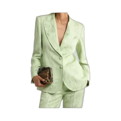 Single-Breasted Floral Jacquard Jacket