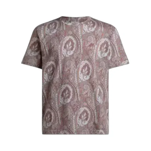 Cotton T-Shirt With Floral Paisley Motif