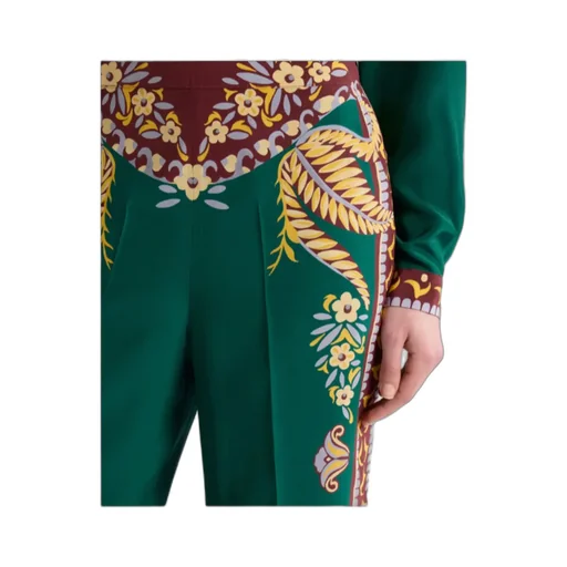 Floral Silk Palazzo Trousers
