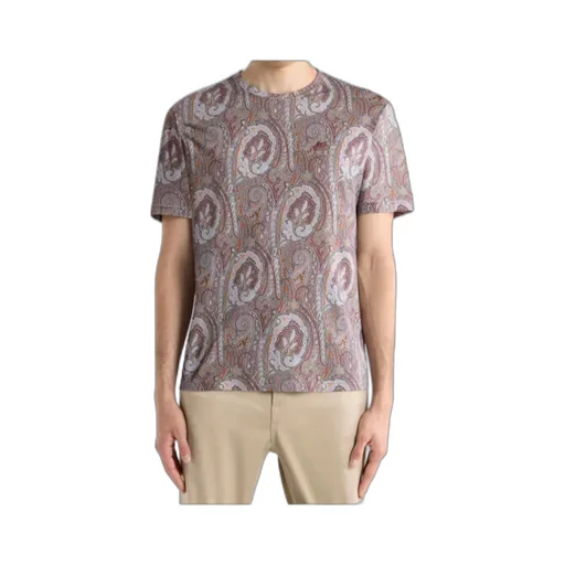 Cotton T-Shirt With Floral Paisley Motif