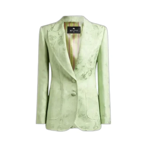 Single-Breasted Floral Jacquard Jacket