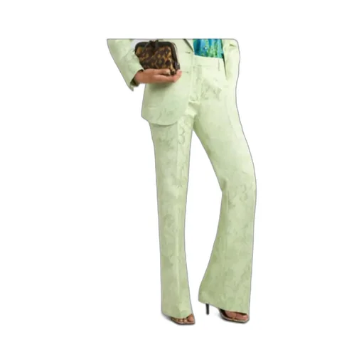 Jacquard Bootcut Trousers With Floral Motif