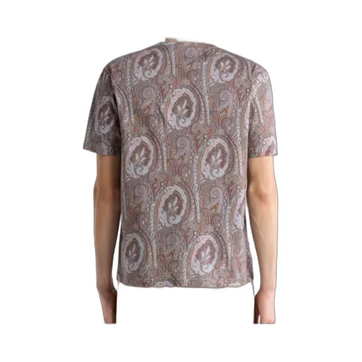 Cotton T-Shirt With Floral Paisley Motif