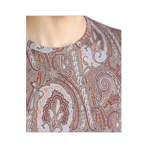 Cotton T-Shirt With Floral Paisley Motif