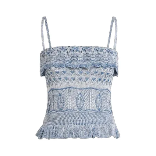 Ruffle Detailed Knitted Strappy Top