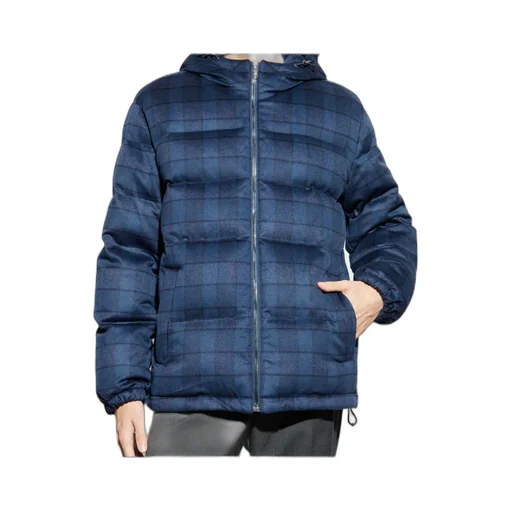 Check Motif Down Jacket