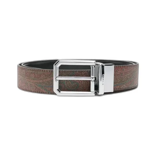 Paisley-Print Leather Belt