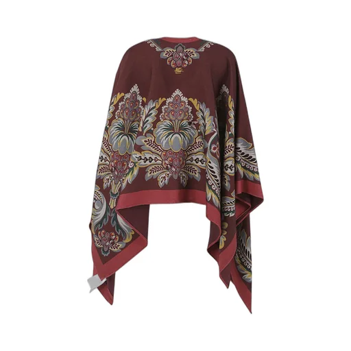 Floral-Printed V-Neck Poncho