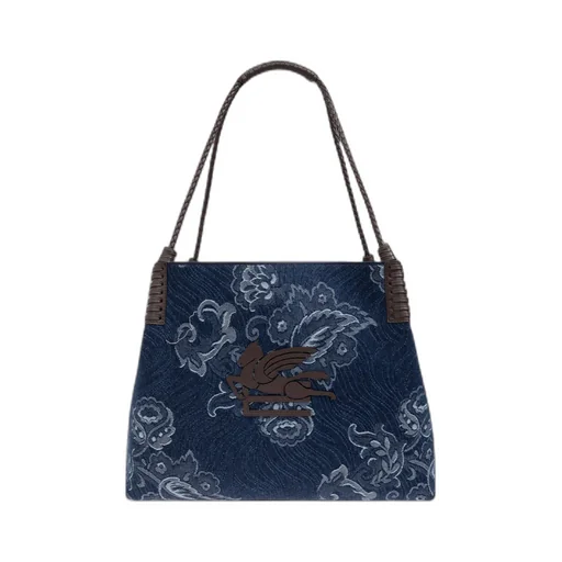 Jacquard Denim Medium Libra Tote Bag