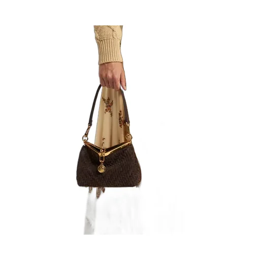 Small Woven Suede Vela Bag