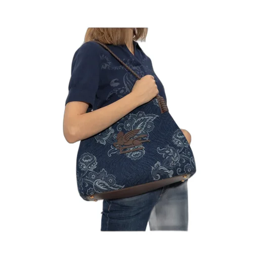 Jacquard Denim Medium Libra Tote Bag