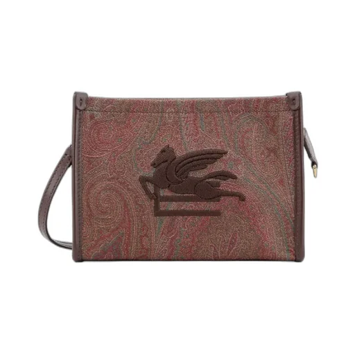 Paisley Printed Logo Embroidered Clutch Bag
