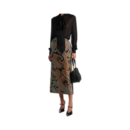 Paisley Jacquard Midi Skirt