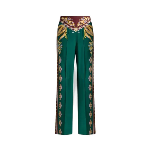 Floral Silk Palazzo Trousers