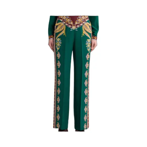 Floral Silk Palazzo Trousers