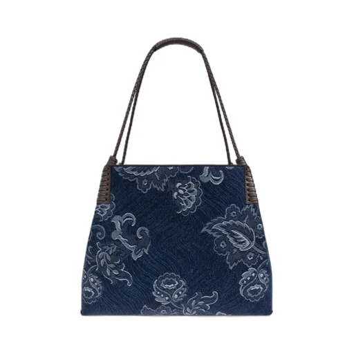 Jacquard Denim Medium Libra Tote Bag