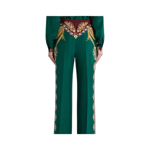 Floral Silk Palazzo Trousers