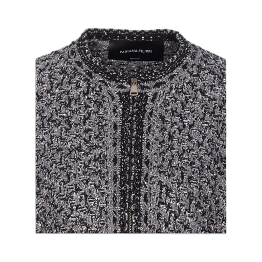 Denim Effect Sequin Tweed Jacket
