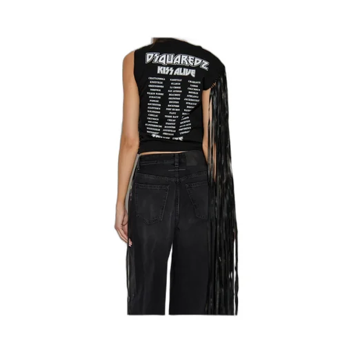 Fringed-Detail Graphic Printed Top