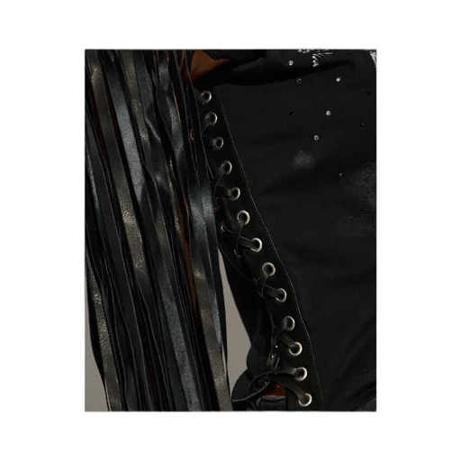 Fringed-Detail Graphic Printed Top