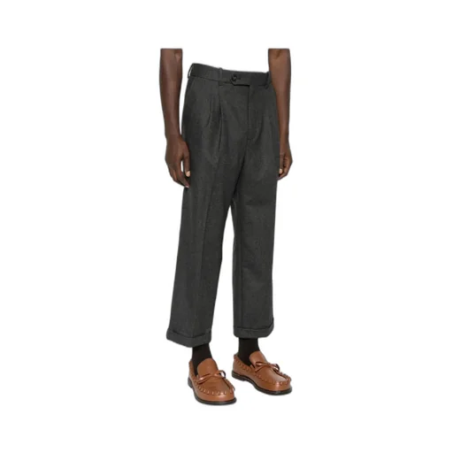 Virgin Wool Blend Straight-Leg Trousers