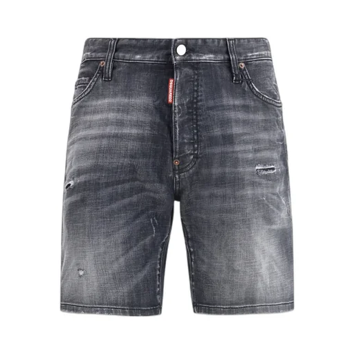 Logo Patch Distressed Denim Shorts