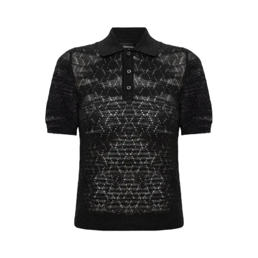 Short Sleeve Knitted Polo Top