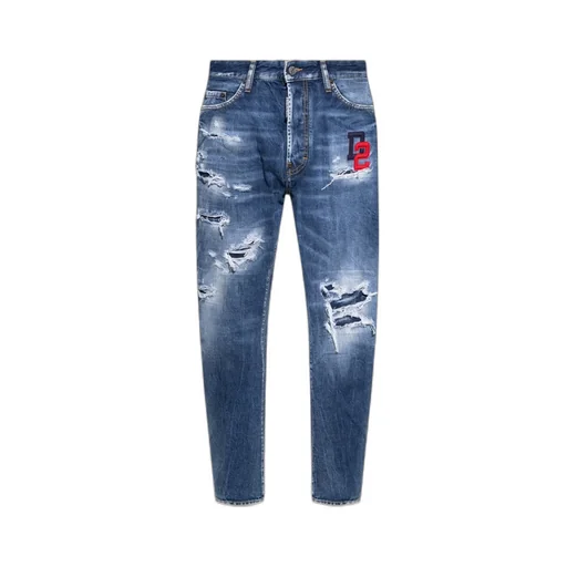 Logo Patch Distressed Jeans