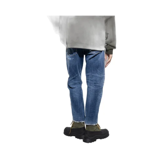 Logo Patch Distressed Jeans