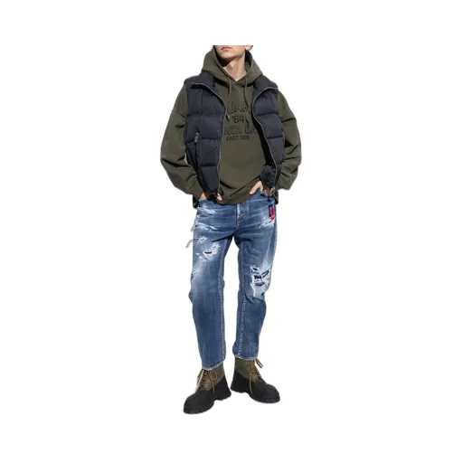 Logo Patch Distressed Jeans