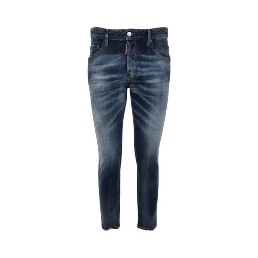 Distressed Logo Patch Slim-Fit Jeans